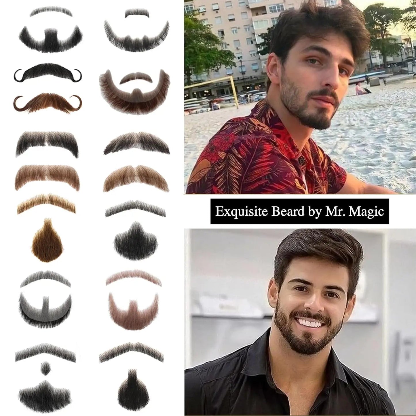 Wigundle Man's Beard Hand Made Real Hair Fake Beard Mustache Fancy Synthetic Invisible for Makeup Fake Hair Cospaly Party Tools Good Vibrations