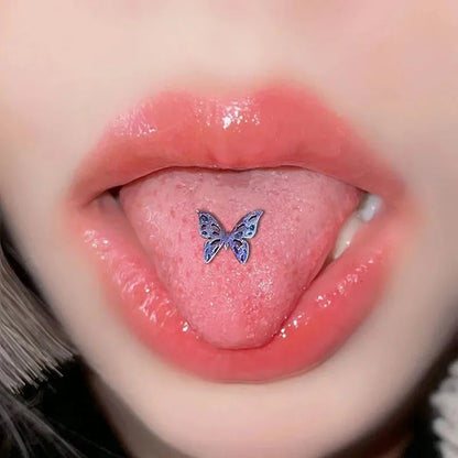 316L Titanium Steel Cute Tongue Rings Women Piercing Tongue Barbells Piercing Jewelry Ear Studs Septum Piercing Good Vibrations