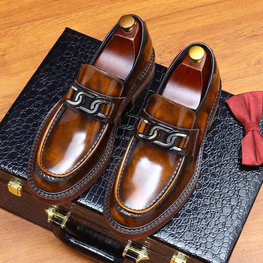 2024 New Shoes For Men Loafers Mens Dress Shoes Leather Shoes Man Male Genuine Leather Social Shoes Good Vibrations