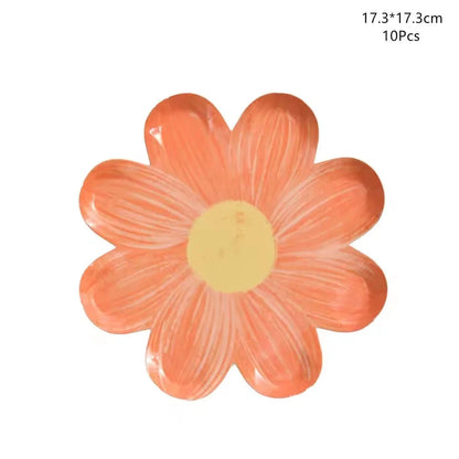 Disposable Daisy Paper Plate Flower Meal Plate Picnic Cake Plates Birthday Theme Party Decoration Good Vibrations