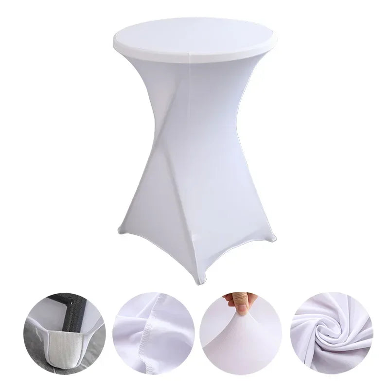 Wedding Birthday Party Decoration Cocktail Spandex Table Covers Round Cloth High Bar Banquet Hotel  Show Solid Colour Good Vibrations