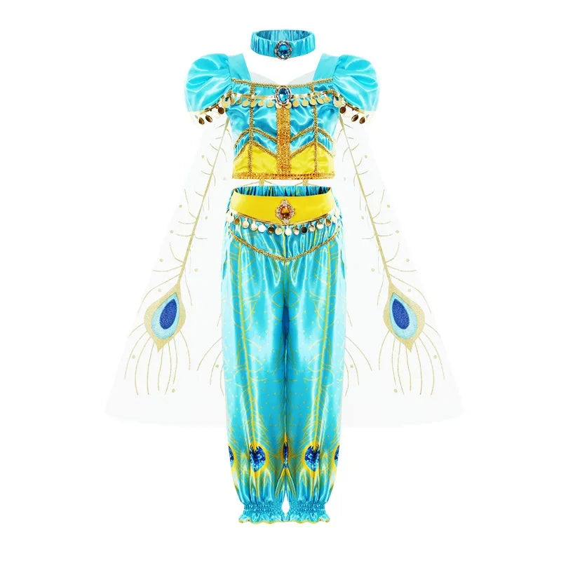Jasmine Girls Aladdin Costume Halloween Princess Dress Kids Birthday Party Christmas Arabian Cosplay 4 5 6 7 8 9 10 Years Good Vibrations