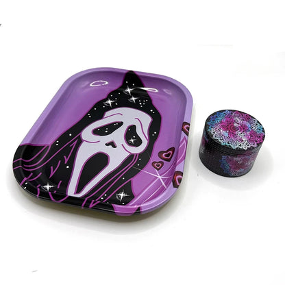 Metal 18X14CM Metal Rolling Maker Tray Kit with 2inch 50MM Smoke Herb Grinder Tobacco Set Spice Herb Tool Gift Good Vibrations Adult Super Store