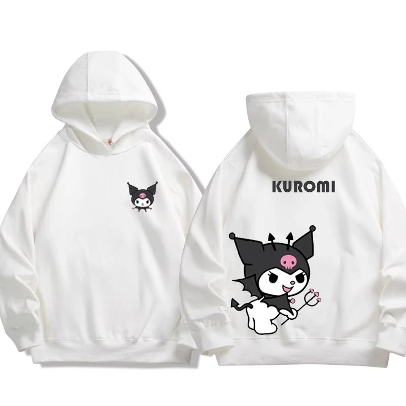 Sanrio co-branded sweatshirt for boys and girls Kuromi pattern print children's autumn and winter hoodie sweatshirt trend Good Vibrations