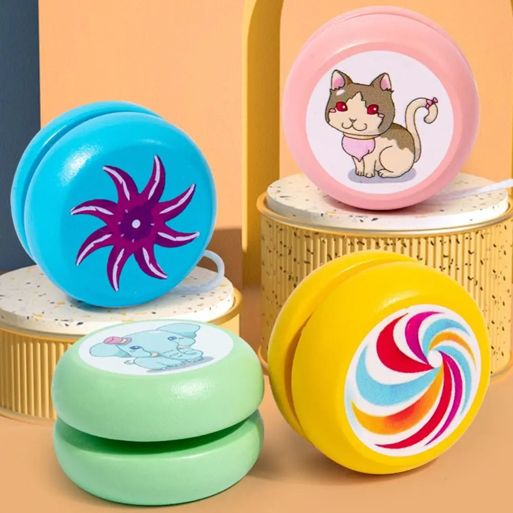 Fashion Wooden 2A Yoyo Toy Brainstorming Beginner Yoyo Ball Concentration Cartoon Nostalgic Toys Children Good Vibrations
