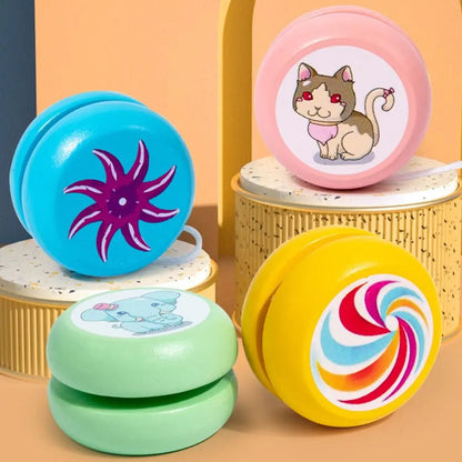 Fashion Wooden 2A Yoyo Toy Brainstorming Beginner Yoyo Ball Concentration Cartoon Nostalgic Toys Children Good Vibrations