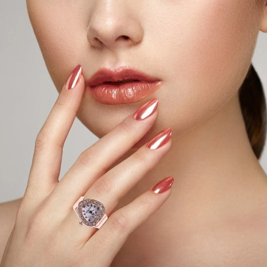 Women Finger Watch Heart Shape Finger Ring Watch Female Valentine's Day Gift Good Vibrations