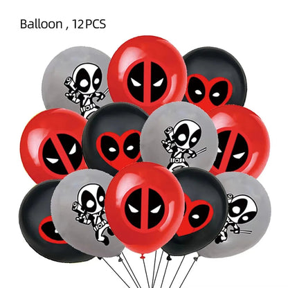 Superhero Deadpool Birthday Party Decor Disposable Tableware Plate Tablecloth Cake Topper Banner Wolverine Boy Kid Party Supplie Good Vibrations