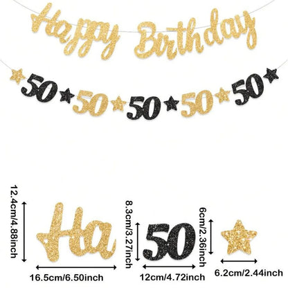 18th 20th 30th 40th 50th Birthday Party decor Supplies for Men Women Black and Gold 18th~60th Years Old Party banner Decoration Good Vibrations