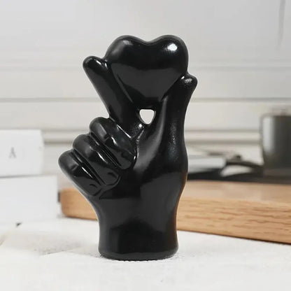 Heart Hand Gesture Statues Sculptures Luxury Resin Desktop Ornament Love Finger Modern Hand Gesture Sculpture Home Shelf Desktop Good Vibrations