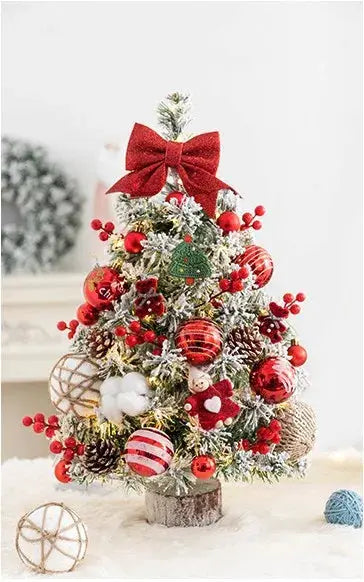 45CM Mini Christmas Tree Desktop Decorations with LED Lights Xmas New Year 2024 Ornaments Home Office Party Decors Festival Gift Good Vibrations
