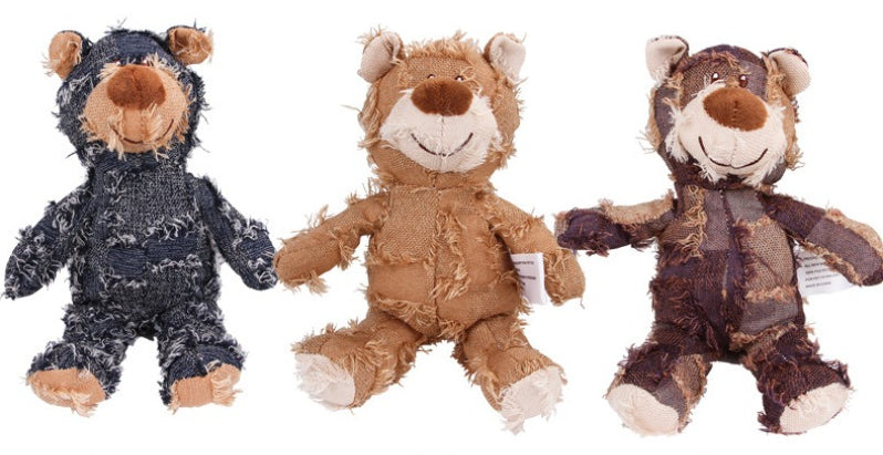 Pet Teddy Bear Soundmaking Toy Plush Interactive Dog Toys Grinding Cleaning Teeth Anti Bite Abreact Plaything Bear Pets Supplies Good Vibrations
