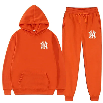 Men's running and fitness fashion casual sportswear set for autumn and winter, hooded sweatshirt + jogging pants two-piece set Good Vibrations