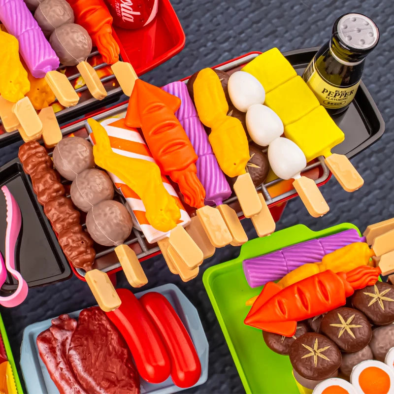 Baby Dress Up Kitchen Toys BBQ Set Kids Simulated BBQ Cookware Cooking Simulated Food Cosplay Educational Gift Toys Good Vibrations
