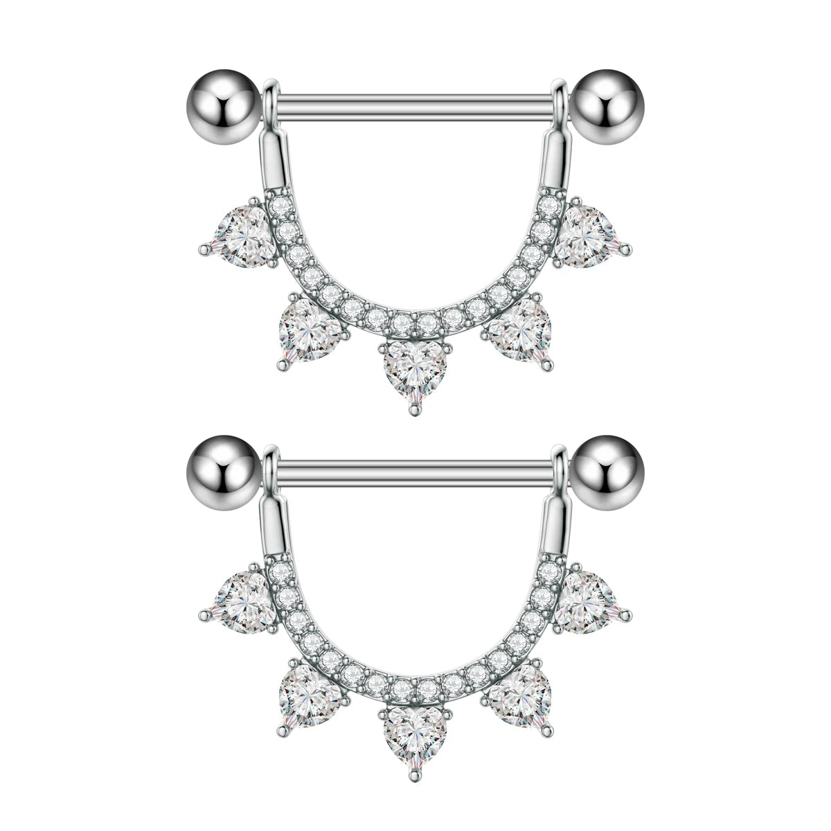 2pcs Both Sides Screwed Shield Barbell Nipple Rings 16mm Length Nipple Piercings Nonbril U-Shaped Dangled Heart Nipple Jewelry Good Vibrations