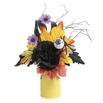 Halloween Home Room Decoration Simulation Pumpkin Maple Leaf Flower Table Decor, Halloween Pumpkin Barrel Decoration Props Good Vibrations