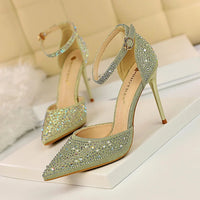 Rhinestone Women Pumps Sexy Stiletto Women High Heels Pointed Toe Women Heels Pumps Women Shoes Party Wedding Shoes Scarpe Donna Good Vibrations