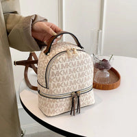 Women's Fashion Multifunctional Shoulder Bag Large Capacity Reading Flower Backpack Girl Commuting Retro Backpack Monogram Print Good Vibrations