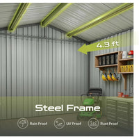 7' x 4.3' Outdoor Storage Shed, Sturdy Metal Building w/Windows & Lockable Doors Large Heavy Duty Tool Sheds,Garden Shed Good Vibrations