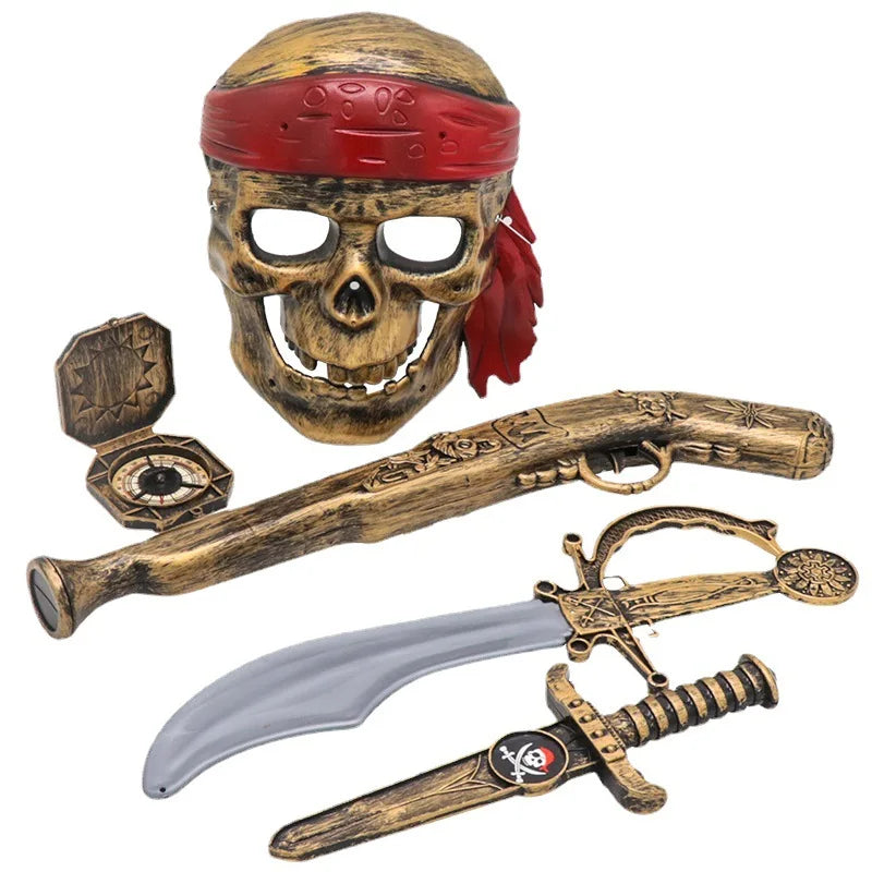 Halloween 5Pc Pirate Costume Mask Accessories for Kids Pirate Cosplay Set Pirate Paraphernalia Kids Party Gifts Good Vibrations