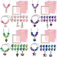 Charm Bracelet Making Kit for Girls Kids Jewelry Making Kit DIY Charm Bracelet Necklace Kit for Crafts Birthday Easter Gifts Good Vibrations