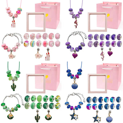 Charm Bracelet Making Kit for Girls Kids Jewelry Making Kit DIY Charm Bracelet Necklace Kit for Crafts Birthday Easter Gifts