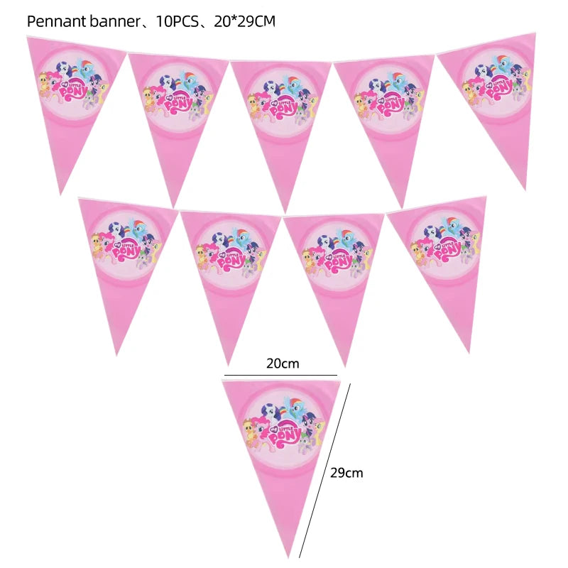 My Little Pony themed children's birthday party supplies, girls' first birthday tablecloth, tableware, paper cups, flag-raising Good Vibrations