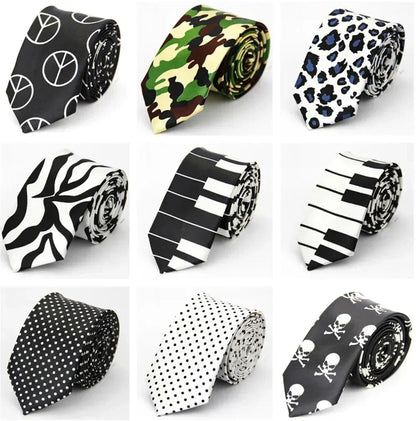 Mens Ties Slim 5cm (2in) Wedding Striped Dots Piano Skulls for Men Women Gravata Corbata Regalos Para Hombres Accessoires Homme Good Vibrations