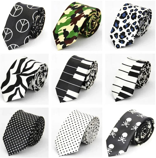Mens Ties Slim 5cm (2in) Wedding Striped Dots Piano Skulls for Men Women Gravata Corbata Regalos Para Hombres Accessoires Homme Good Vibrations