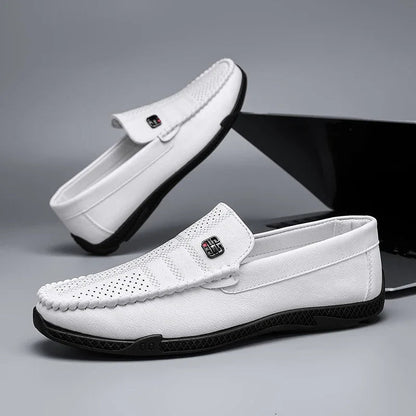 Fashion Leather Men Casual Shoes Slip on Italian Formal Loafers Luxury Brand Comfortable Men Soft Male Driving Shoes Moccasins Good Vibrations