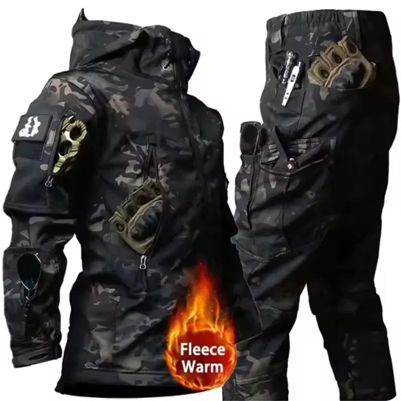 Winter Autumn Fleece Men Jacket Tactical Waterproof Suit Outdoor Fishing Hiking Camping Tracksuits Coat Thermal Suit Good Vibrations