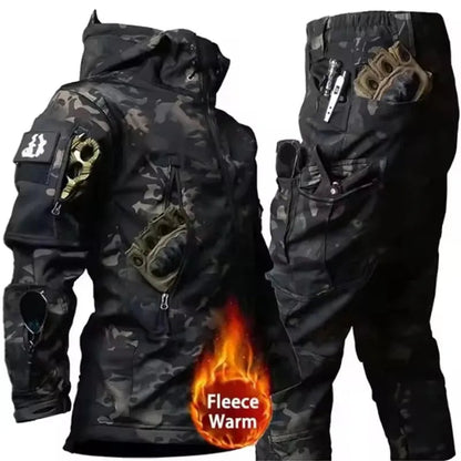 Winter Autumn Fleece Men Jacket Tactical Waterproof Suit Outdoor Fishing Hiking Camping Tracksuits Coat Thermal Suit Good Vibrations