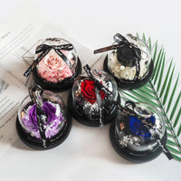 Gifts for Girls Eternal Flowers In Heart Glass Dome with Led Light Forever Preserved Rose Wedding Gift for Mom Women Girlfriend Good Vibrations