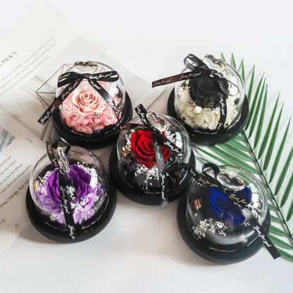 Gifts for Girls Eternal Flowers In Heart Glass Dome with Led Light Forever Preserved Rose Wedding Gift for Mom Women Girlfriend Good Vibrations