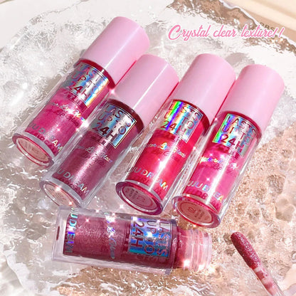 Flowing light Glitter Lip Glaze Long Lasting Lip Gloss Waterproof Liquid Lipstick Makeup Lip Oil Lip Tint Moisturizing Good Vibrations