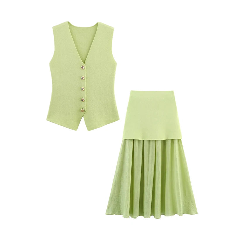 Summer Sets Women's 2025 New Elegant Holiday 2-piece Set Chic Elastic Slim Skirts Women's Sets Street Fashion Youth Suit Good Vibrations