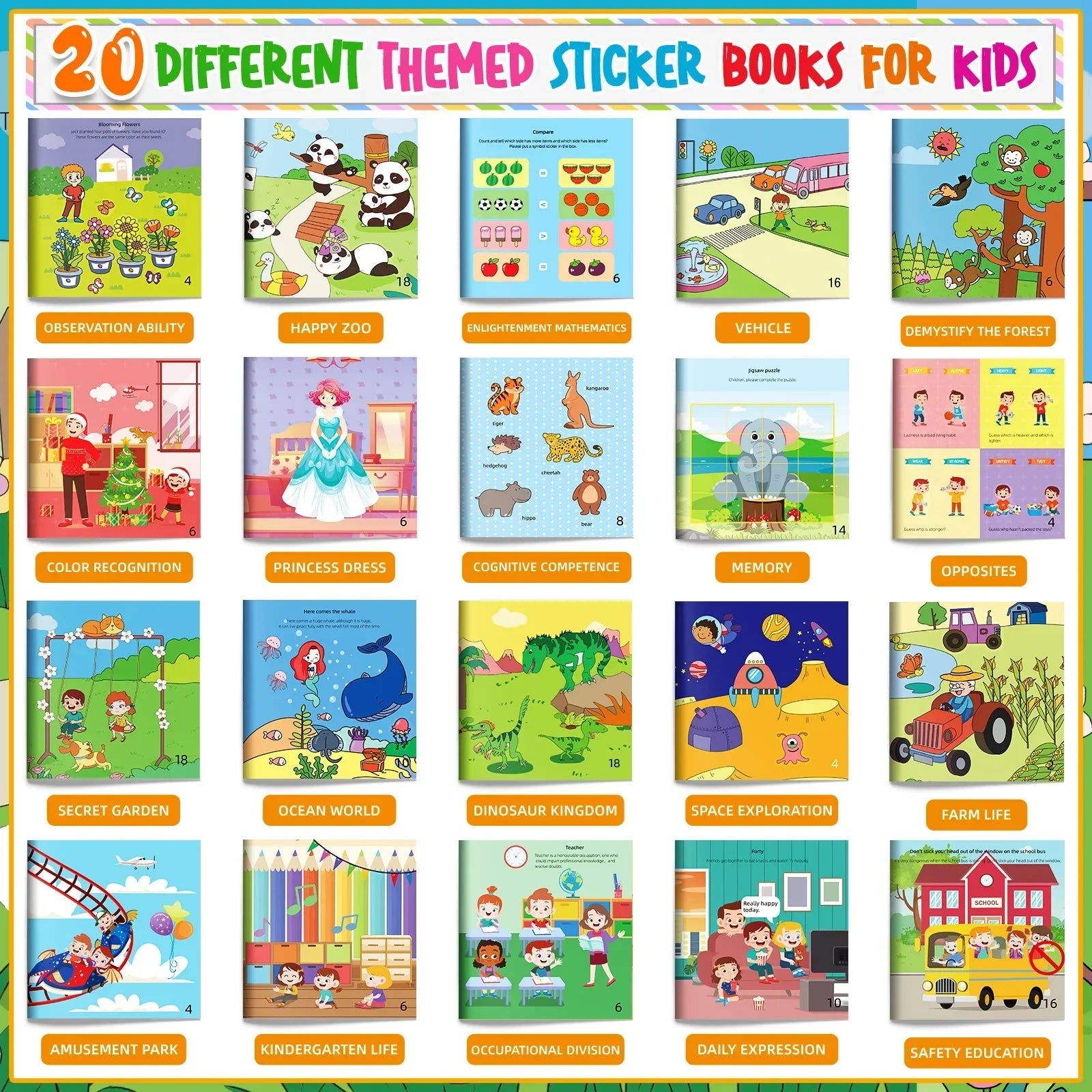 10/20 Volumes of New Sticker Book Focus Potential Development Stickers Children Enlightenment Baby Early Education Book Good Vibrations