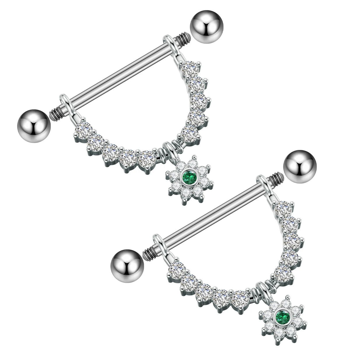 2pcs Both Sides Screwed Shield Barbell Nipple Rings 16mm Length Nipple Piercings Nonbril U-Shaped Dangled Heart Nipple Jewelry Good Vibrations