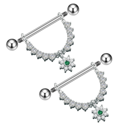 2pcs Both Sides Screwed Shield Barbell Nipple Rings 16mm Length Nipple Piercings Nonbril U-Shaped Dangled Heart Nipple Jewelry Good Vibrations