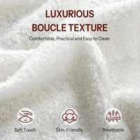 Bed Frame with 6 Storage Cabinet and LED Lights, Boucle Upholstered Button Tufted Headboard - Includes Charging Station Good Vibrations