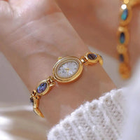 Watches For Woman Elegant Vintage Black Gold Shell Bracelet Ladies Small Dial Oval Quartz Dress Watch Good Vibrations