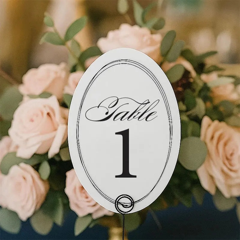 Oval Table Numbers-Double-sided Printing Event Wedding Table Number Assignment Formal Elegant Simple NUMERICAL Table Numbers Good Vibrations