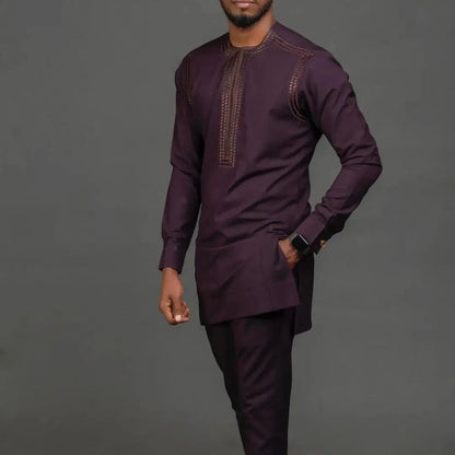 New Dashiki Luxury Full Set Men's Set Round Neck Embroidered Men's Set African Traditional Two Piece Set Men's Full Set Suit Good Vibrations