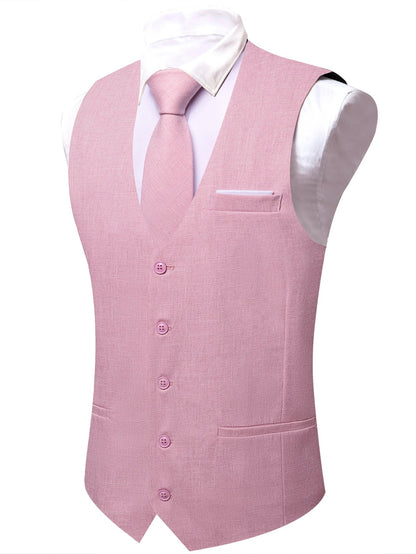 Men's Classic Solid Color Suit Vest and Necktie Matching Set | Wedding Groom & Groomsmen Attire Good Vibrations