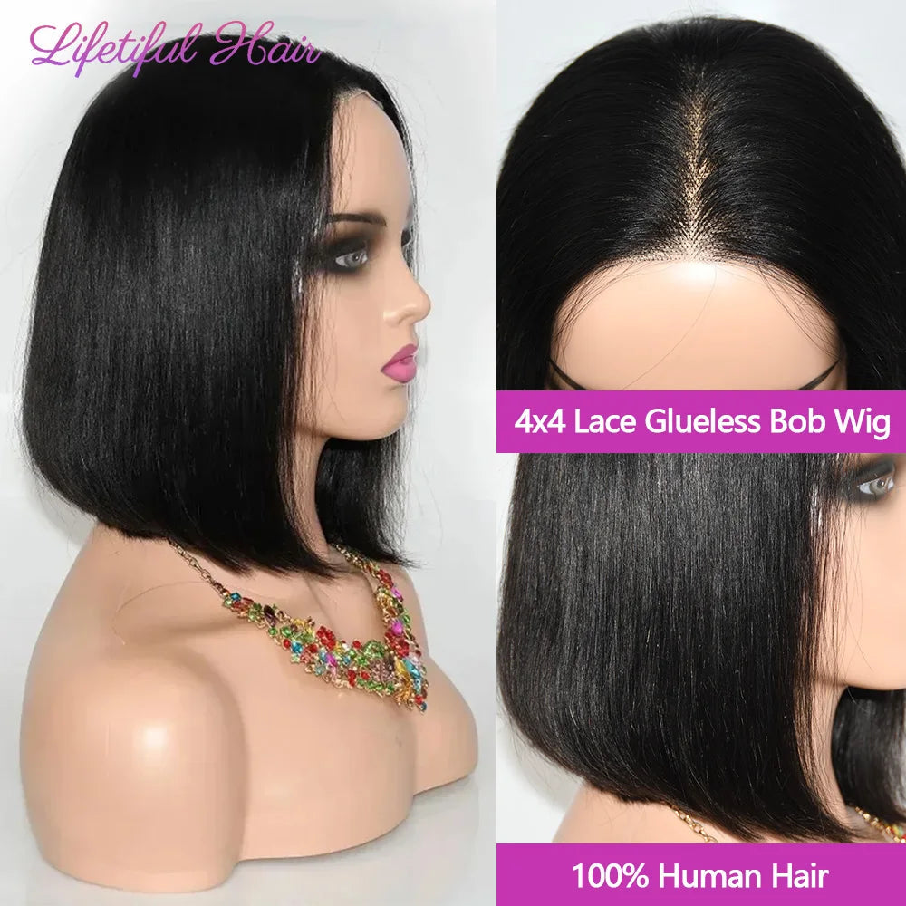 Glueless Bob Hair Wig Human Hair Ready To Wear Straight Transprent 4x4 Lace Closure Wigs For Women Glueless Wigs Human Hair Good Vibrations