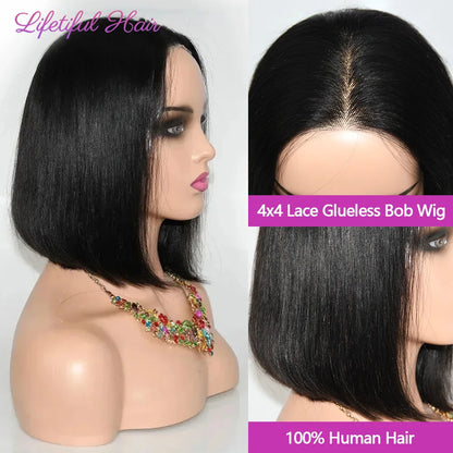 Glueless Bob Hair Wig Human Hair Ready To Wear Straight Transprent 4x4 Lace Closure Wigs For Women Glueless Wigs Human Hair Good Vibrations