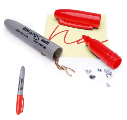 Blue marker safe secret stash container with hidden storage compartment for valuables.