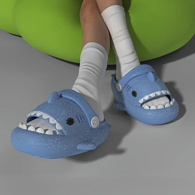 Kids' Shark Luminous Sandals Slip-On Waterproof Breathable Lightweight Non-Slip Casual Shoes for Boys and Girls Strap Slippers Good Vibrations