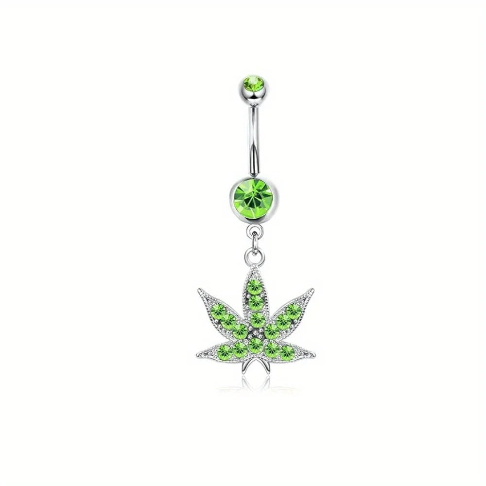 Drperfect Dangle Belly Button Ring for Women Cute Navel Rings Daisy Weed Butterfly Dangling Colorful Belly Piercing Jewelry Good Vibrations Adult Super Store