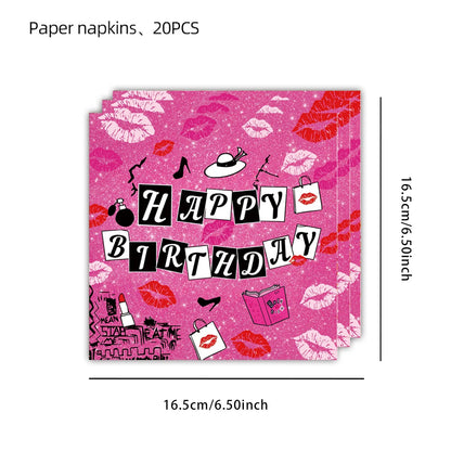 Mean Girls Party Decorations Tableware Paper Cups Plates Napkins Backdrop Tablecloths for girls Birthday Party Supplies Good Vibrations